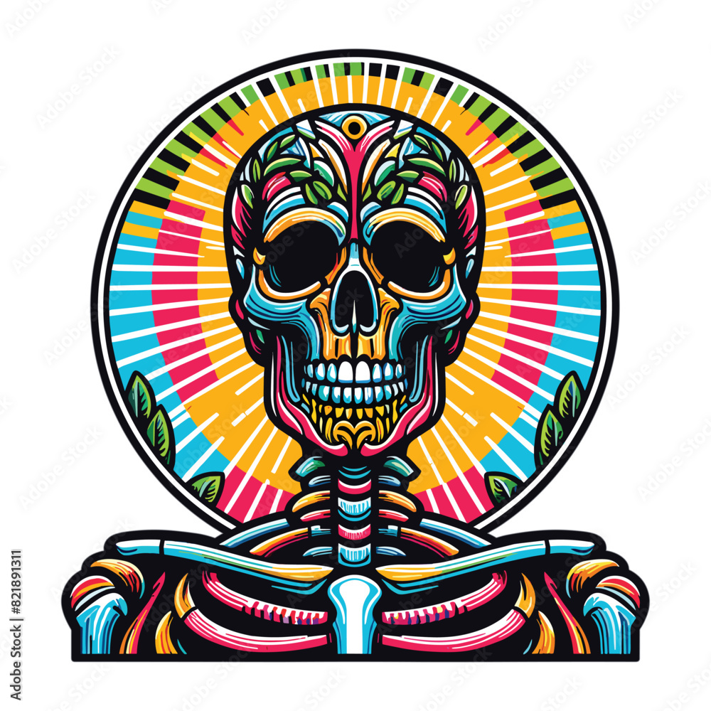 Fototapeta premium skeleton in pop colors vector illustration