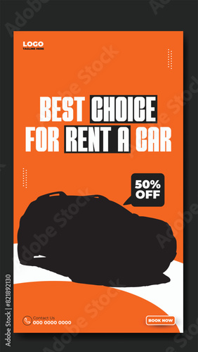 Story template design of car rental service ads promotion
