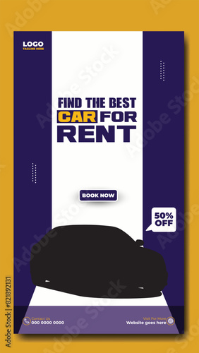 Story template design of car rental service ads promotion