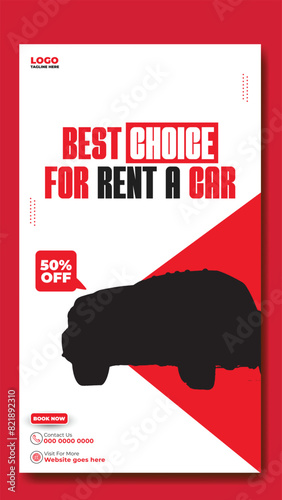 Story template design of car rental service ads promotion