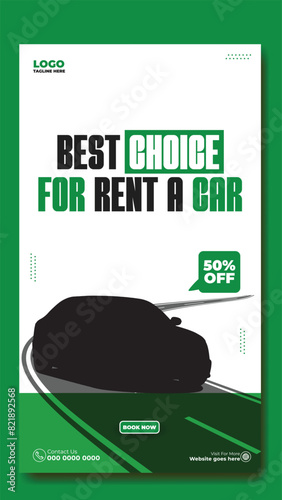 Story template design of car rental service ads promotion