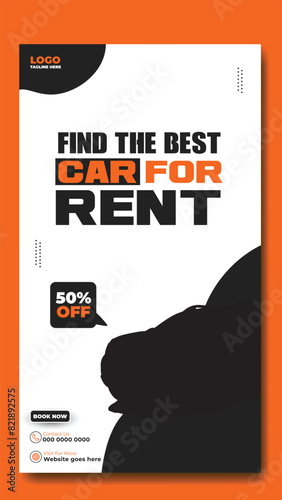 Story template design of car rental service ads promotion