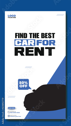 Story template design of car rental service ads promotion
