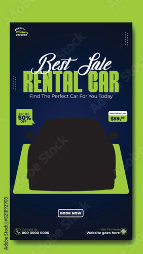 Story template design of car rental service ads promotion