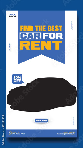 Story template design of car rental service ads promotion