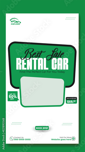 Story template design of car rental service ads promotion