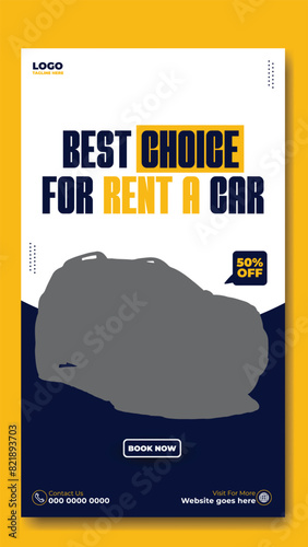 Story template design of car rental service ads promotion