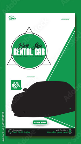 Story template design of car rental service ads promotion