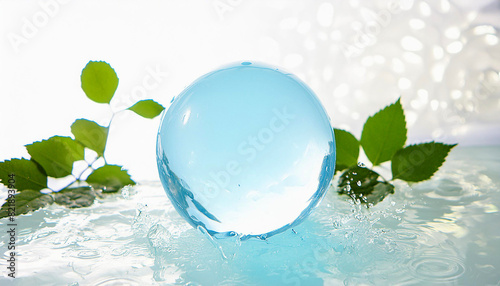 透明　クリアな球体　水　液体　Generative AI