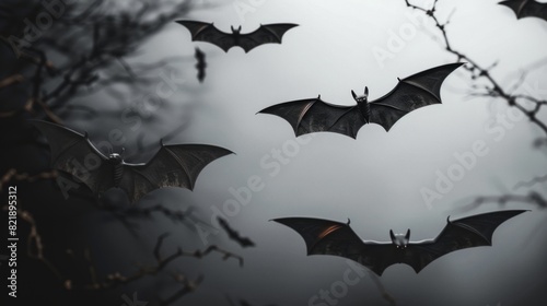 creepy halloween bats close up
