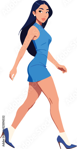 Stylish woman in blue miniskirt