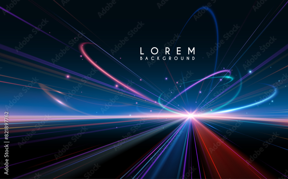Abstract neon light rays background