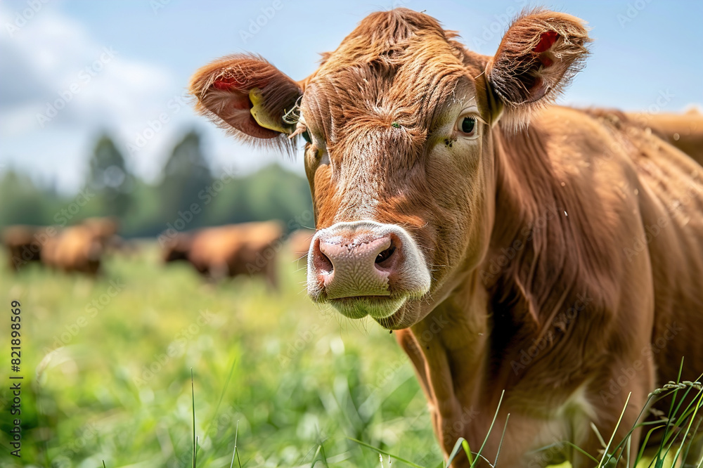 Farmer monitoring livestock with sensor technology, optimizing animal health in agriculture.