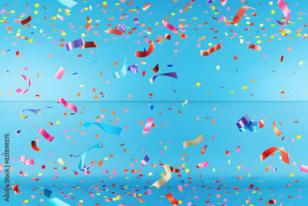 colorful confetti falling on a holiday on a blue background AI colorful confetti falling on a holiday on a blue background AI