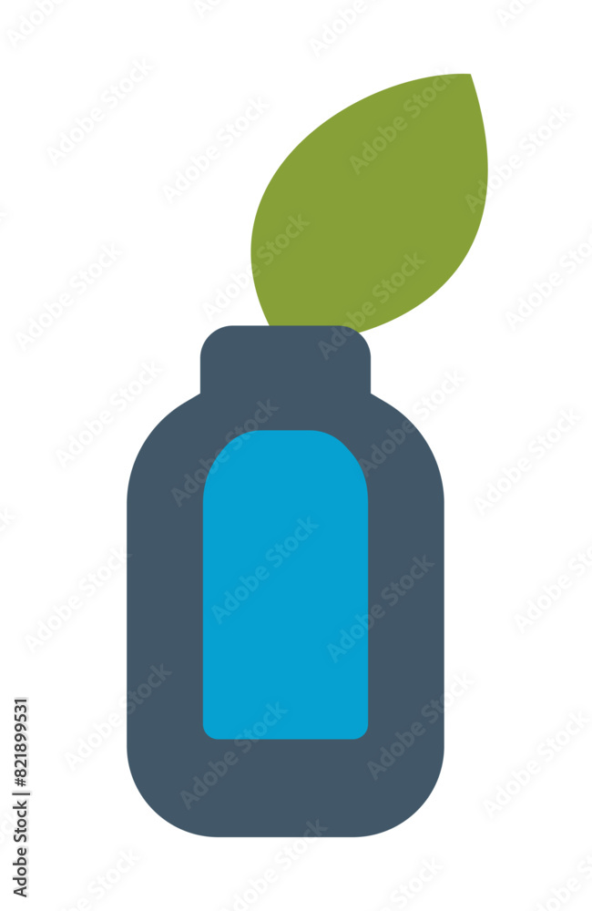 Eco-Friendly Bottle with Leaf Icon - Modern Flat Design