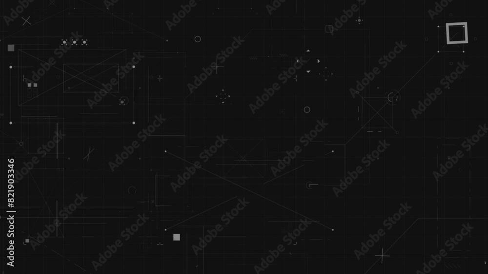 Geometric elements moving on black background of futuristic dashboard. Computer generated loopable effect Geometric elements moving on black background of futuristic dashboard. Computer generated loopable effect