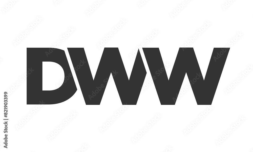 DWW logo design template with strong and modern bold text. Initial based vector logotype featuring simple and minimal typography. Trendy company identity.