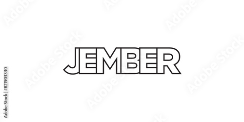 Jember in the Indonesia emblem. The design features a geometric style, vector illustration with bold typography in a modern font. The graphic slogan lettering. photo