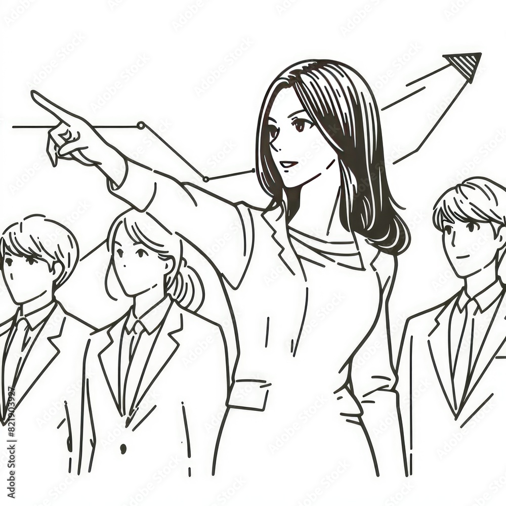 leader of the pointing goal for the business team. Hand drawn style vector cartoon design illustrations. leader of the pointing goal for the business team. Hand drawn style vector cartoon design illustrations.