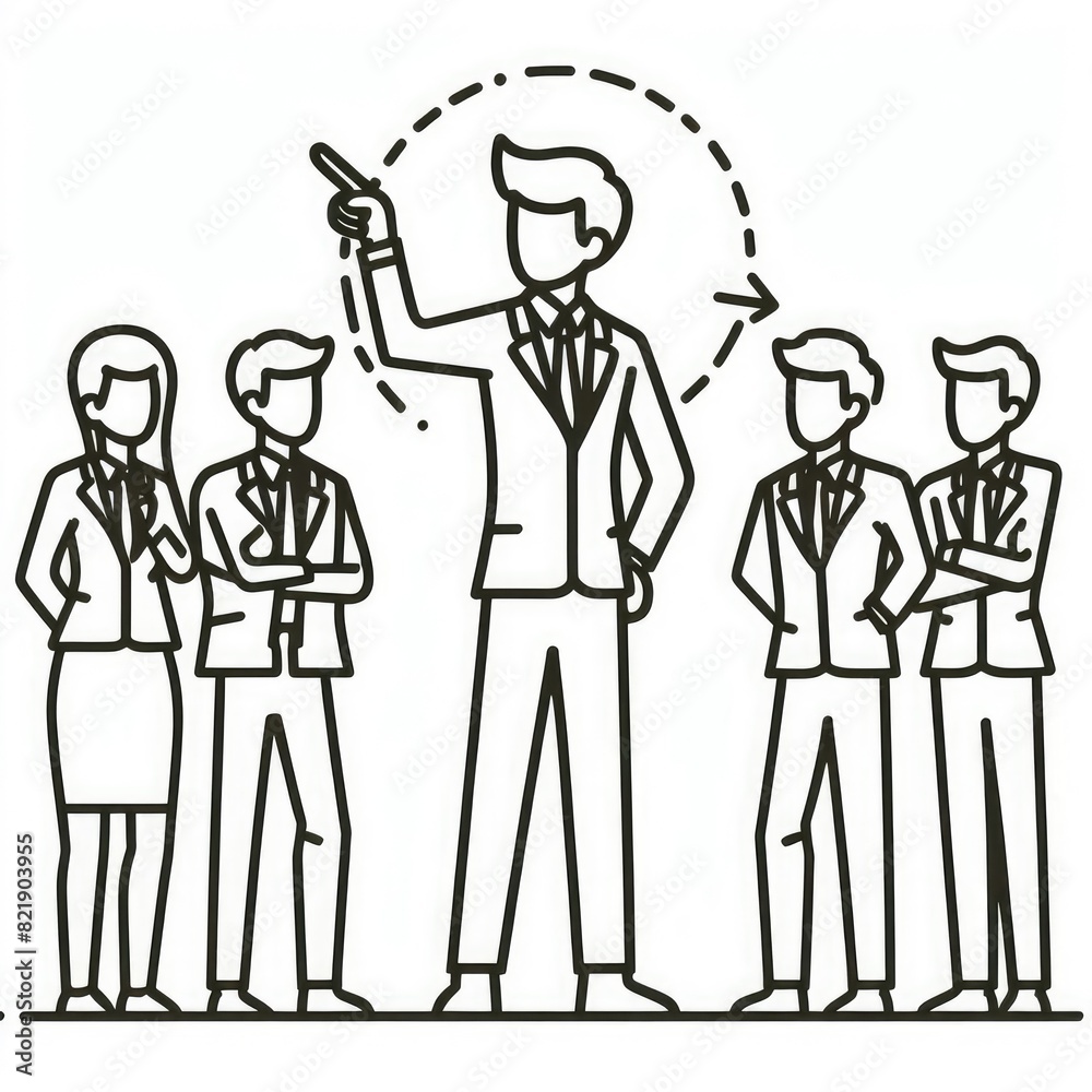leader of the pointing goal for the business team. Hand drawn style vector cartoon design illustrations. leader of the pointing goal for the business team. Hand drawn style vector cartoon design illustrations.