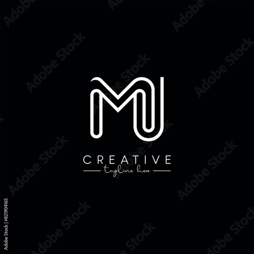 MU UM Modern Alphabet Letters Logo Design, Vector Template.
