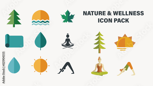 Nature and Wellness Icon Pack. A Collection of 13 Wellness Icons, Art & Illustration 