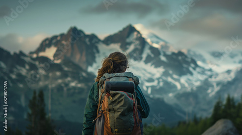 Amidst nature's splendor, a young woman sets out on a backpacking journey in the majestic mountains
