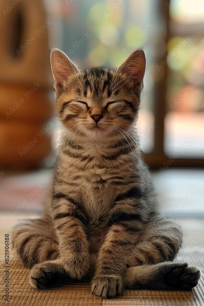 Cute little red kitten sitting with close eyes sleeps on fur white blanket Cute little red kitten sitting with close eyes sleeps on fur white blanket