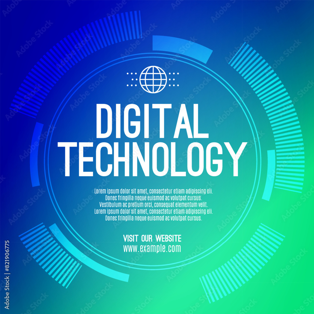 Digital technology social post banner sale template green blue background, abstract cyber information communication, innovation future tech data, internet network connection, Ai big data illustration Digital technology social post banner sale template green blue background, abstract cyber information communication, innovation future tech data, internet network connection, Ai big data illustration