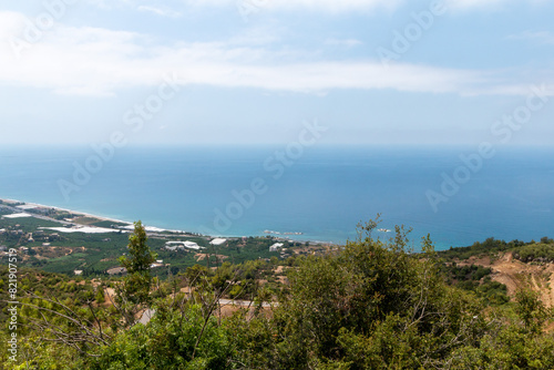 Panoramic view of the Mediterranean coastline from the Syedra, Turkey
