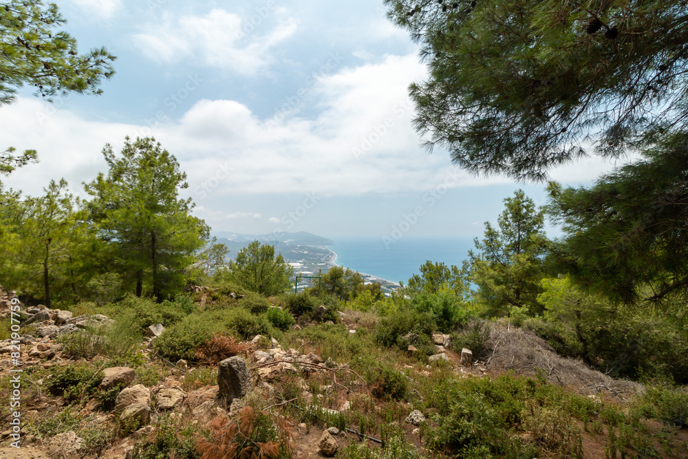 Panoramic view of the Mediterranean coastline from the Syedra