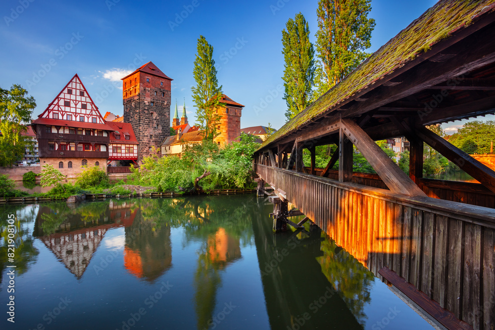 Nuremberg, Germany. Cityscape image of old town Nuremberg, Bavaria, Germany at beautiful spring sunset.