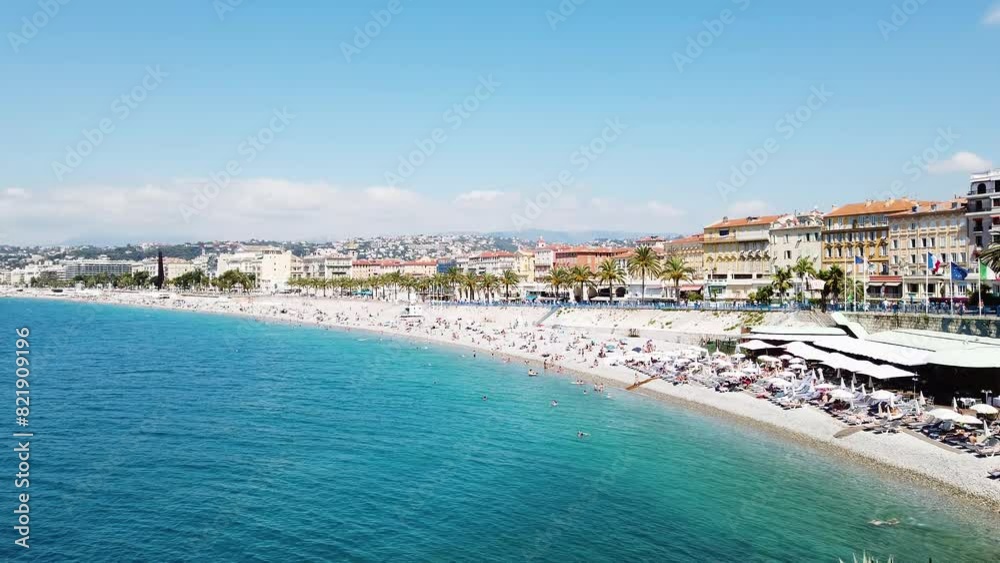 turquiose water of cote dAzur, pebble beach of Nice, France turquiose water of cote dAzur, pebble beach of Nice, France