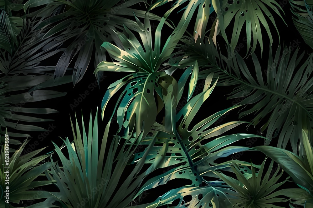Fototapeta premium Cutout of a tropical green palm leaf