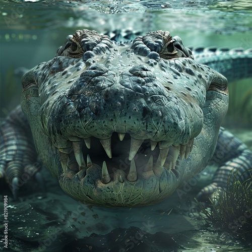 Aquatic Wild crocodile scary.