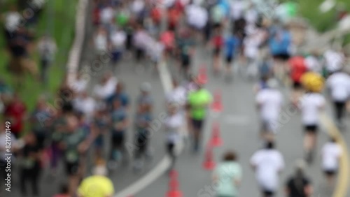 Wallpaper Mural Many runners running on the street, blurred background Torontodigital.ca