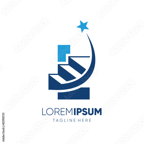 Letter L Ladder of Success to Reach the Stars Logo Design Vector Icon Graphic Emblem Symbol Illustration