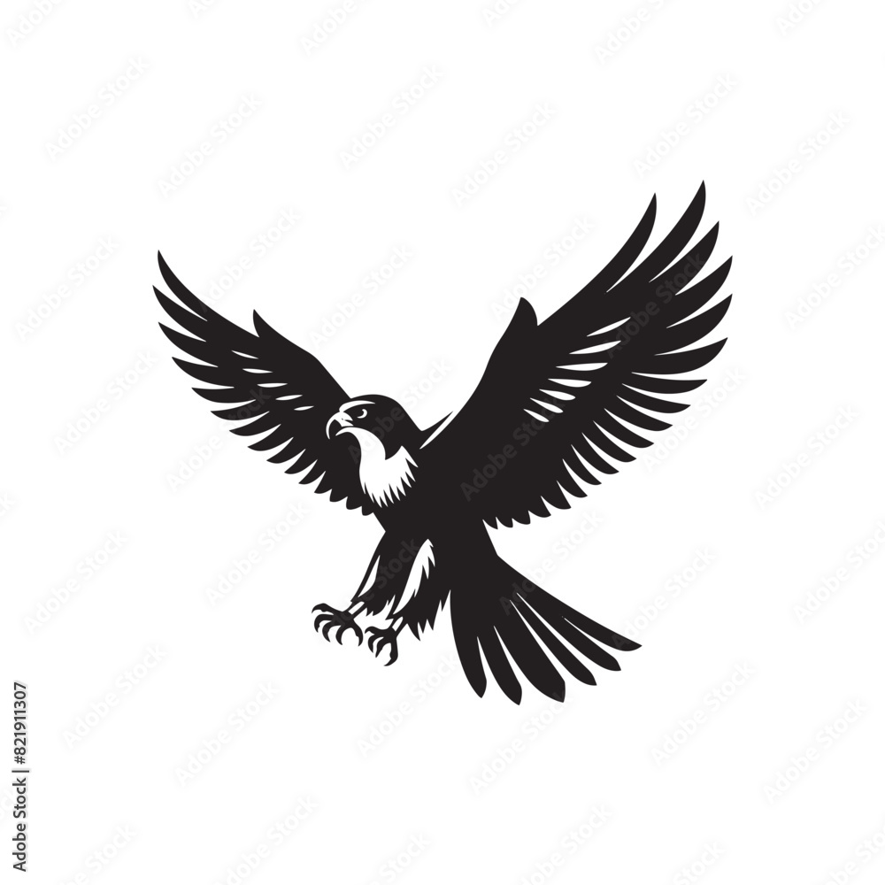 Minimalist Falcon Vector Silhouette: Striking Black Vector Art - Falcon Illustration - Bird Vector Silhouette. Minimalist Falcon Vector Silhouette: Striking Black Vector Art - Falcon Illustration - Bird Vector Silhouette.