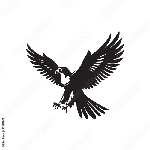 Minimalist Falcon Vector Silhouette: Striking Black Vector Art - Falcon Illustration - Bird Vector Silhouette. © Wolfe 