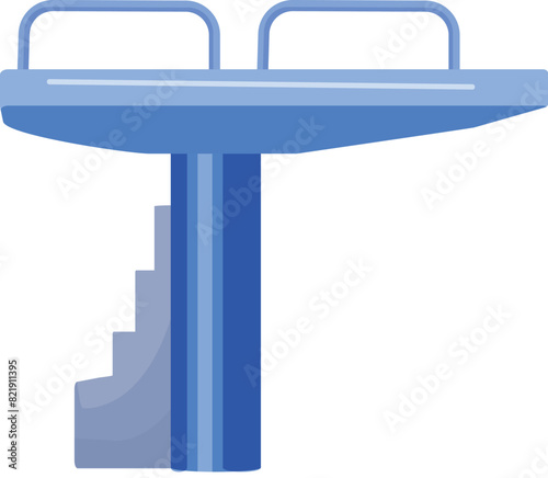 Minimalistic blue diving board illustration for aquatic sport and summer poolside leisure, with clean and modern vector design on a white background. Ideal for swim and dive activities photo