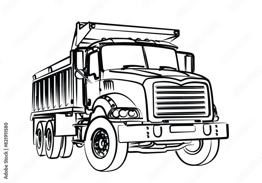 The sketch of a big dump truck.
