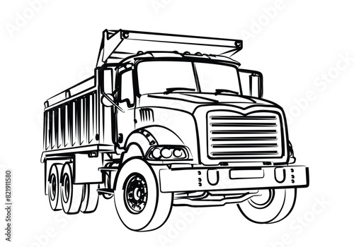 The sketch of a big dump truck.