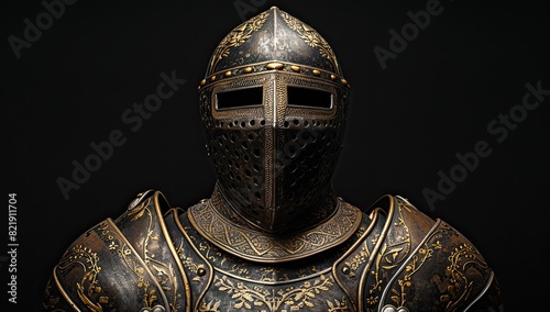 Dark Knight in Ornate Medieval Armor