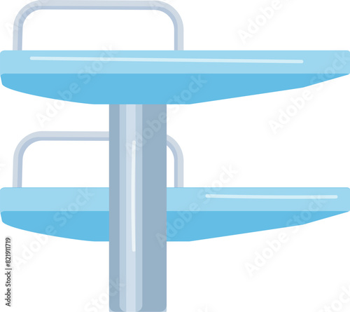 Modern diving board icon for swimming pool with flat design. Vector illustration. And platform for aquatic sports. Swim graphic. Isolated in water. Summer recreation. Jump. And dive symbol
