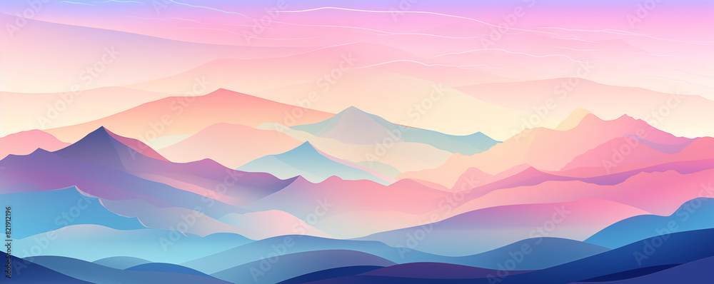 Abstract landscape with mountains and hills, panoramic view, generated ai Abstract landscape with mountains and hills, panoramic view, generated ai