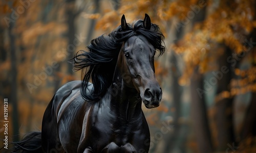  dark horse portrait in natural setting, Generative AI © simba kim
