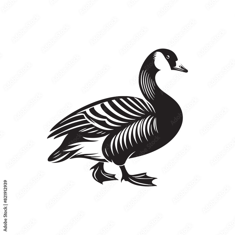 Goose Silhouettes: Striking Black Vector Art Capturing the Grace and Beauty of These Iconic Waterfowl - Goose Illustration- Goose Vector.