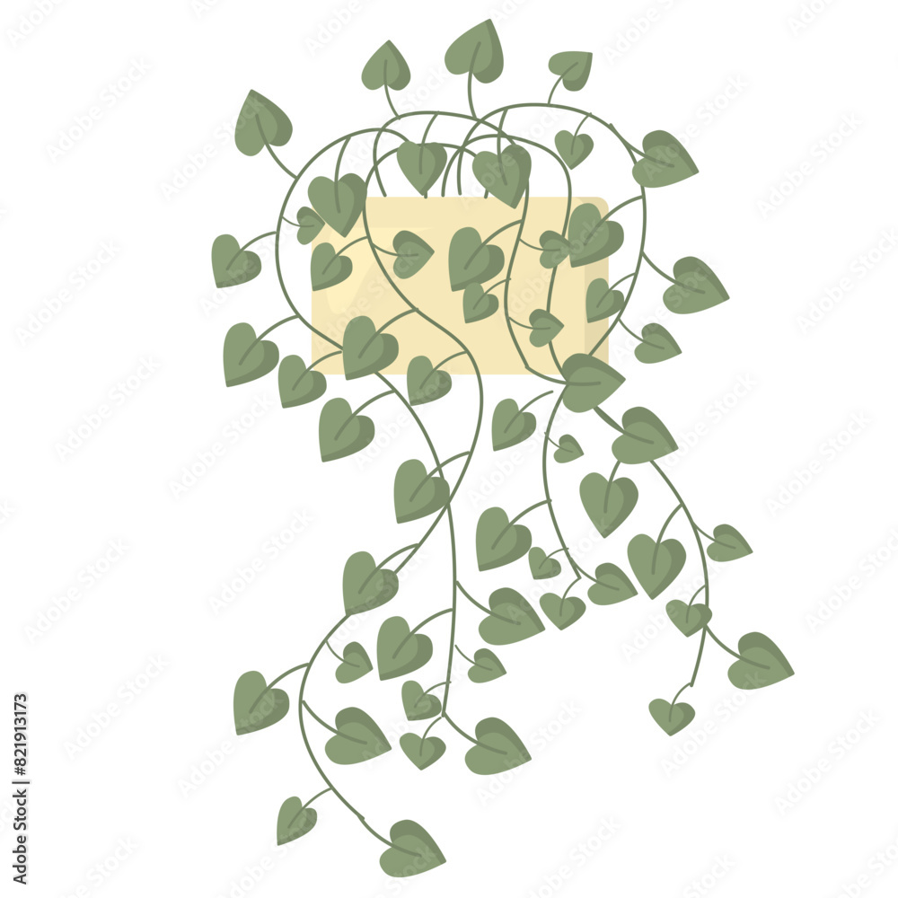 Obraz premium Green houseplant with many little leaves in flower pot isolated on white background