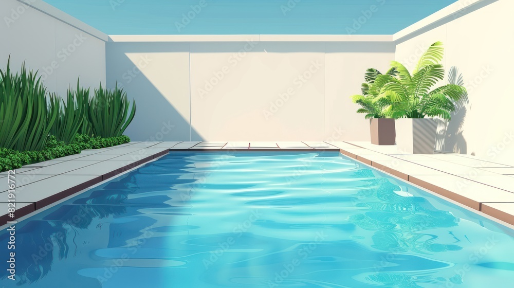 swimming pool without people in home different views