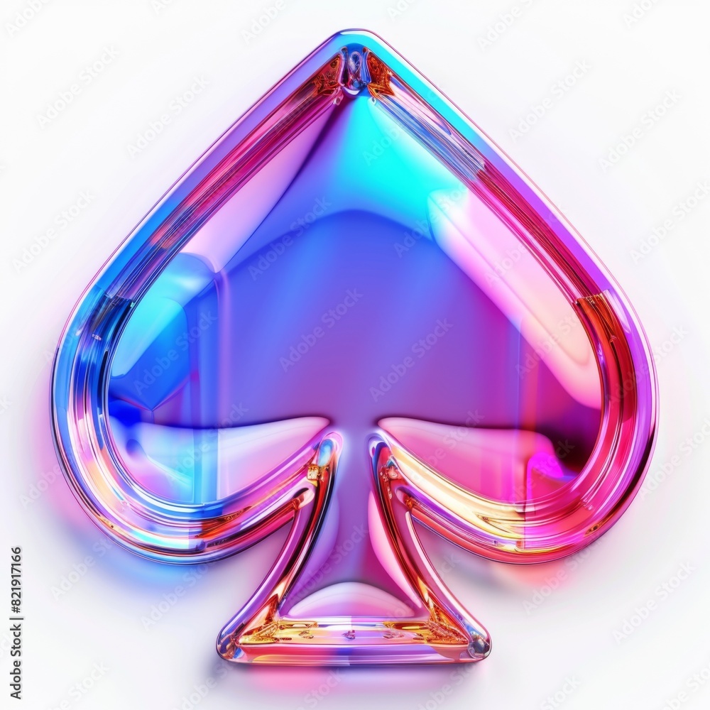 A shiny playing card-shaped object featuring the suit symbol, set against a white background. Generative AI A shiny playing card-shaped object featuring the suit symbol, set against a white background. Generative AI